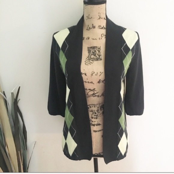 NEW YORK & CO preppy argyle cardigan - Picture 4 of 4